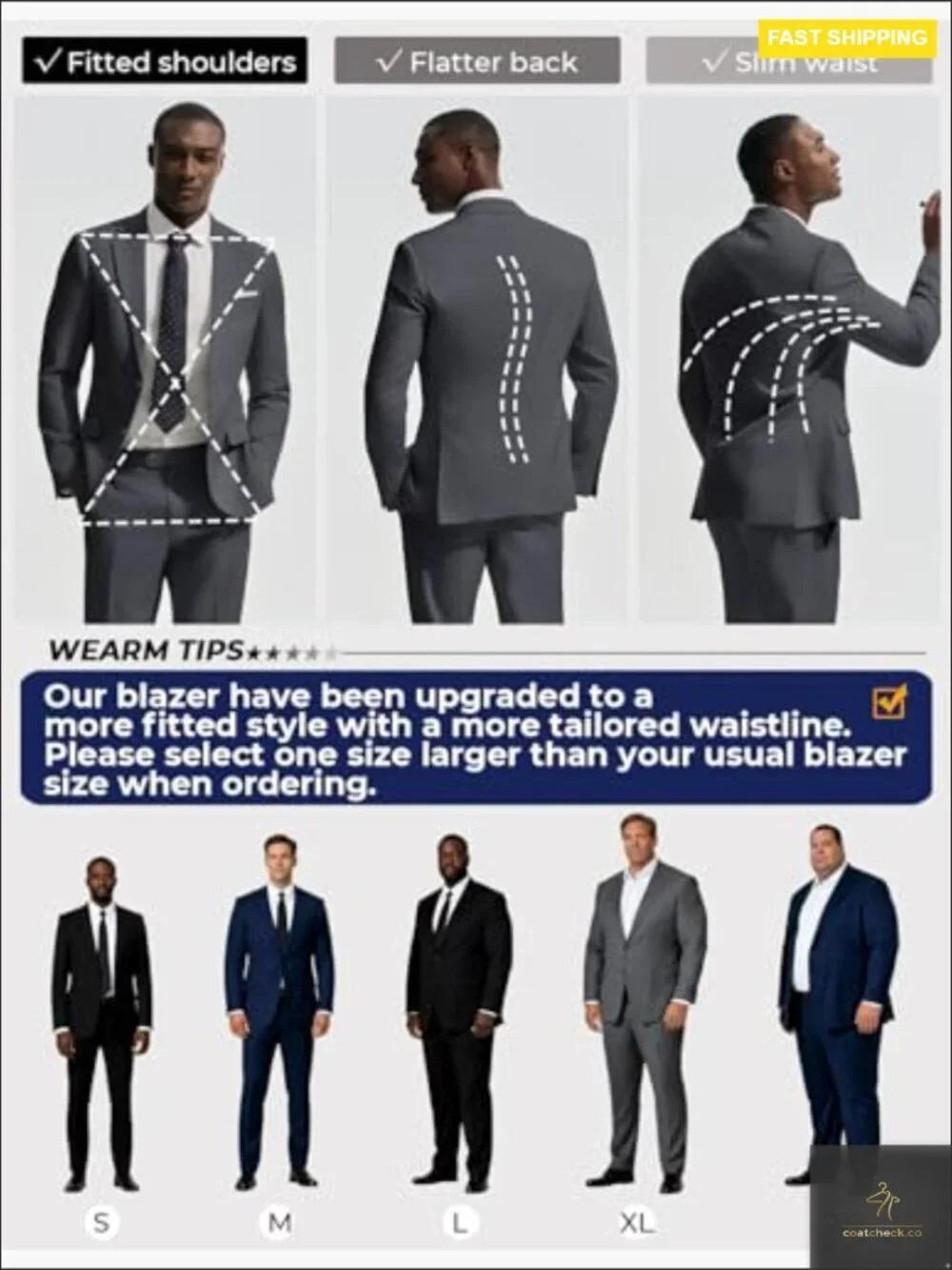 Men's Two Button Classic Fit Suit Set Business Dress Blazer & Pants